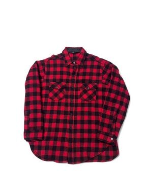 Vintage 80s Woolrich Buffalo plaid wool button up shacket shirt L made USA men’s